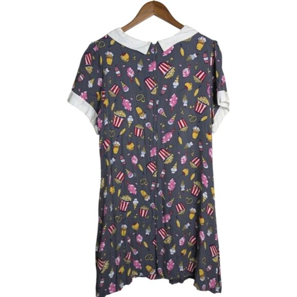 ModCloth Carnival Babydoll Skater Dress 1X Peter Pan Collar Food Print Retro - Picture 6 of 9